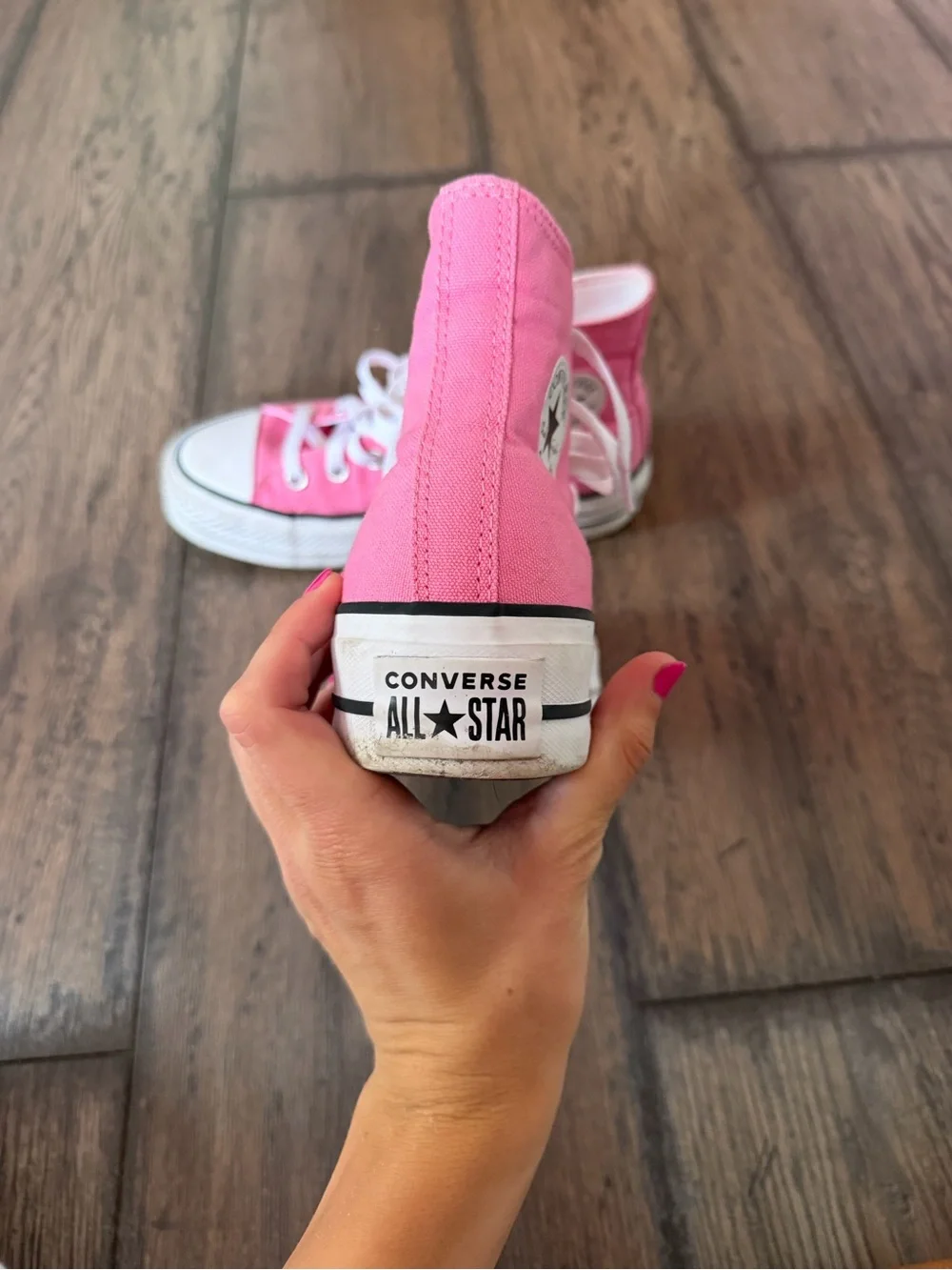 Converse High Top Sneakers - Hot Pink and White - Picture 3 of 4